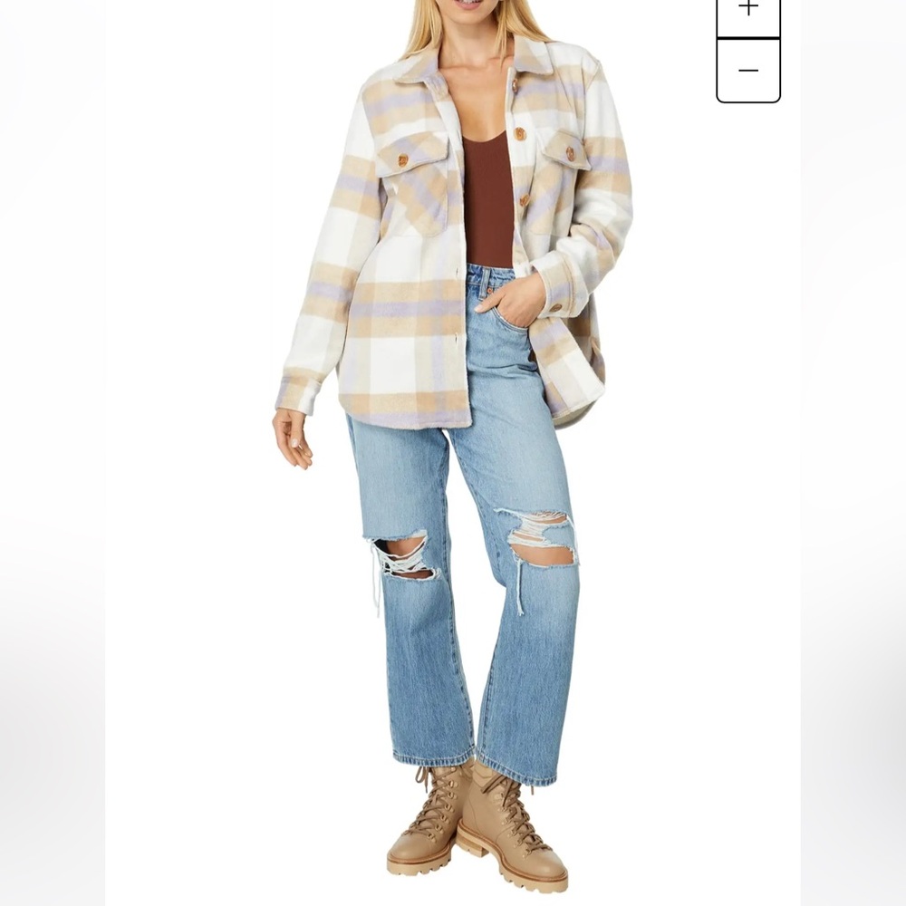 NWT Blank NYC MSRP $98 Keep Rolling Plaid Shacket with Pockets - Size Large - Picture 4 of 11